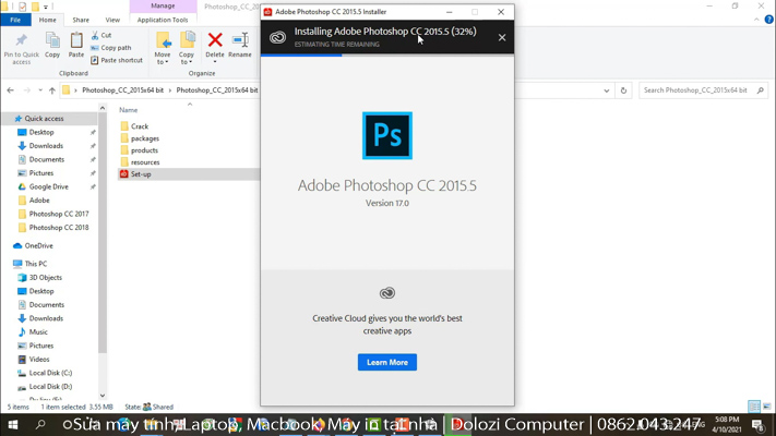 Chạy file cài đặt photoshop cc 2015 full crack