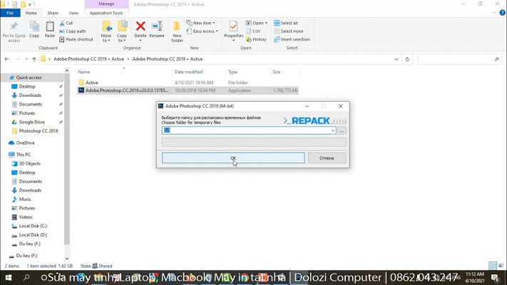 Kích hoạt File Setup Photoshop CC 2019