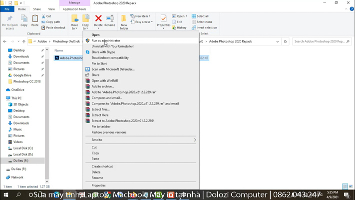 Bắt đầu cài đặt Photoshop CC 2020 full crack