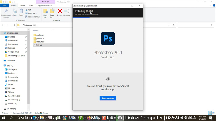 Đợi cài đặt hoàn tất