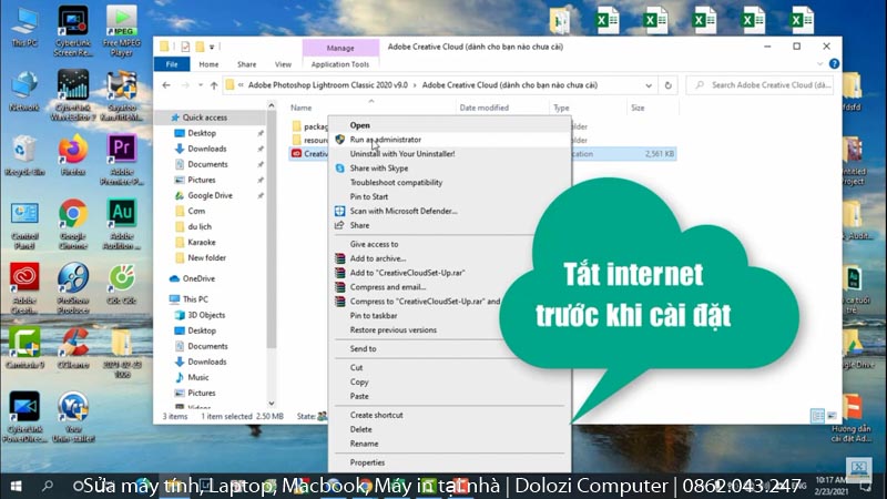 chạy file adobe creative cloud