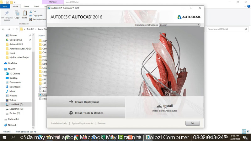 Bắt đầu Install Autocad 2016 Full Crack