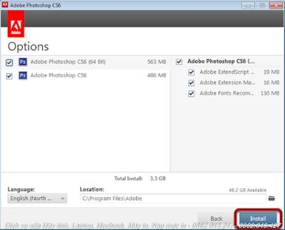 Chọn phiên bản để cài đặt Photoshop CS6
