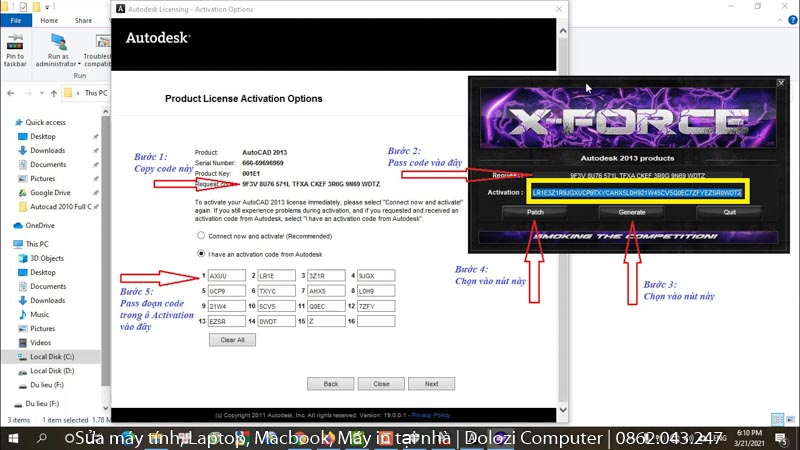 Tiến hành Crack autocad 2013