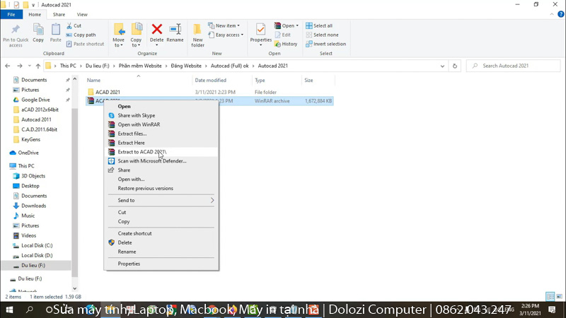 giải nén autocad 2021