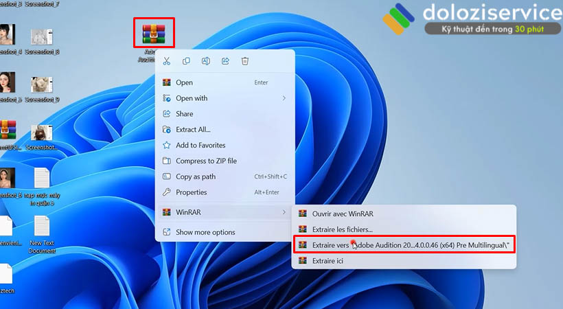 Giải nén file cài đặt Audition 2024 như hình
