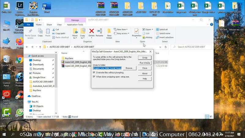 Giải nén file autocad 2009
