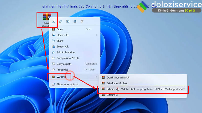 Cách cài đặt Lightroom 2024 và tải phần mềm dễ dàng 2 Giải nén file cài đặt phần mềm adobe lightroom 2024.