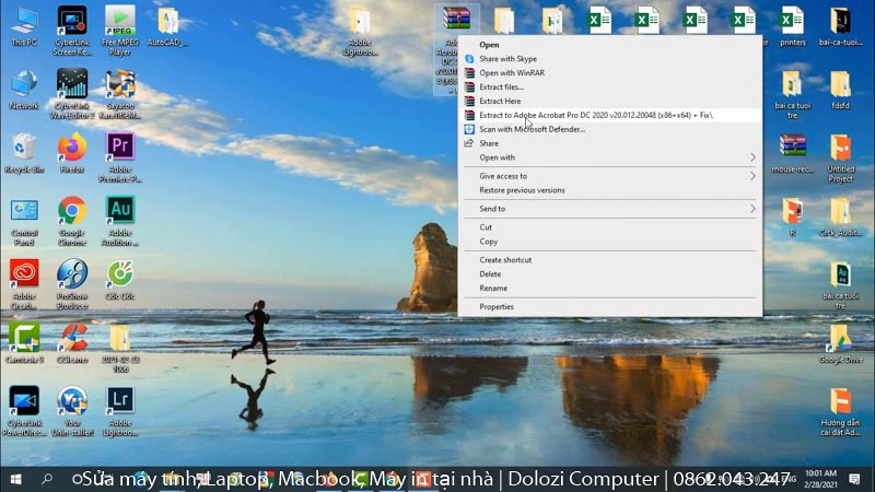 Giải nén phần mềm Adobe acrobat pro 2020