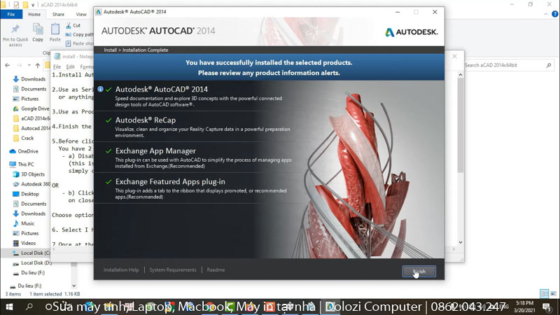 Hướng Dẫn Cài Đặt và Tải phần mềm AutoCAD 2014 Miễn Phí 10 Hoàn thành cài đặt