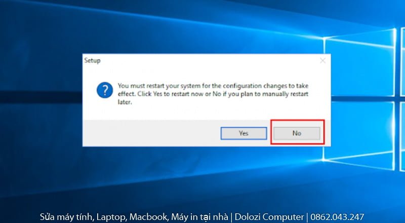 Chọn NO để tiếp tục
