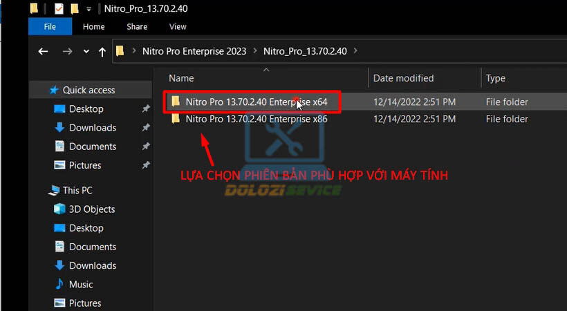 Chọn file cài đặt phù hợp với máy tính