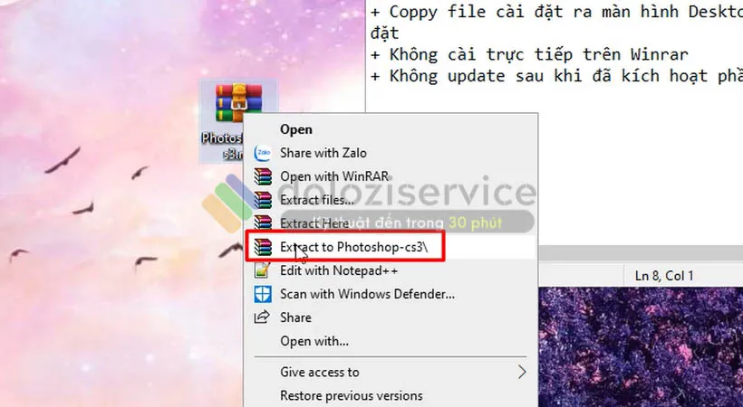 Giải nén Adobe Photoshop CS3