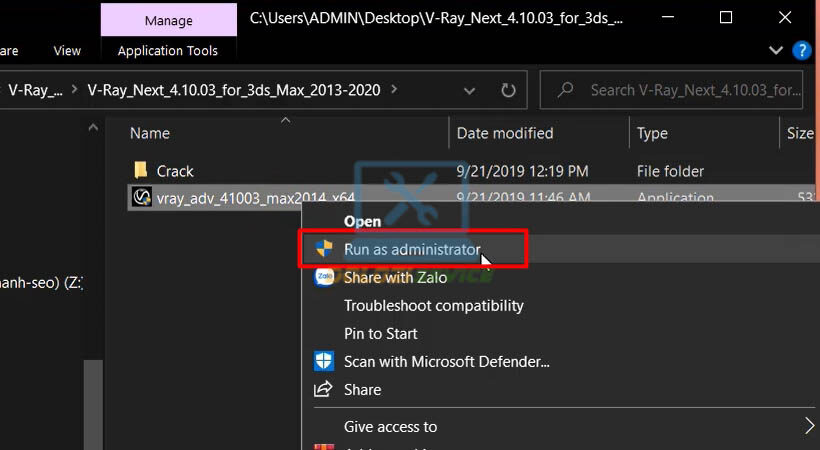 Chạy file setup với quyền Admin