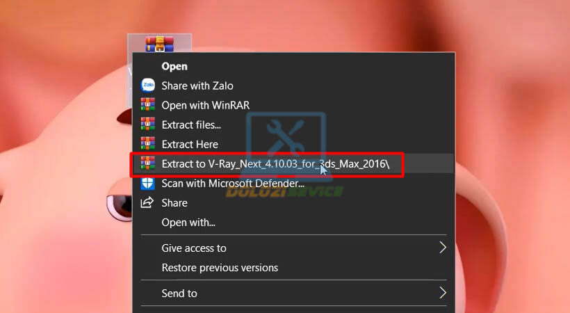 Giải nén phần mềm.