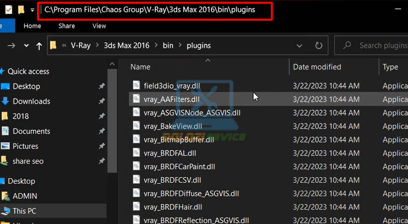 Mở vị trí file.