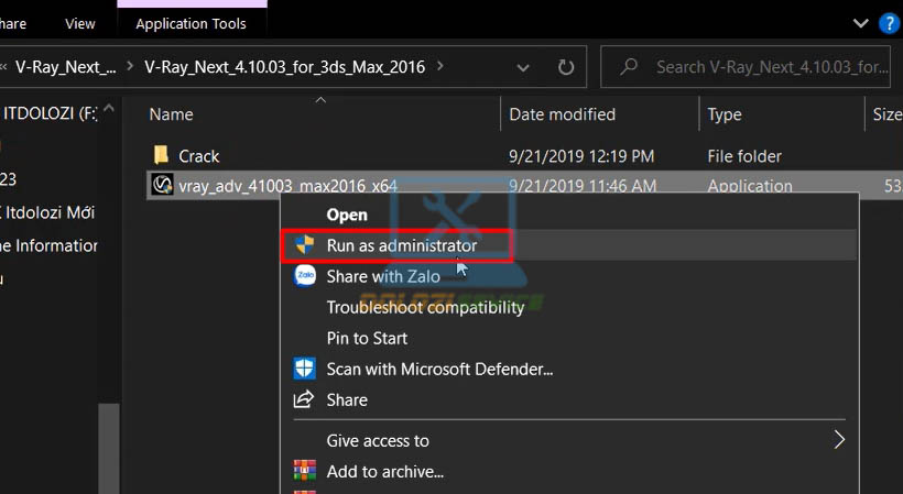Chạy file setup với quyền Admin.