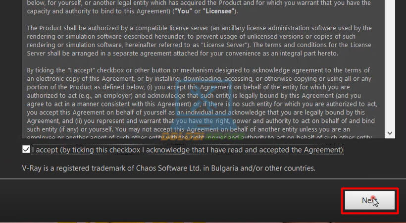 Chọn 'I Accept' và click 'Next'.