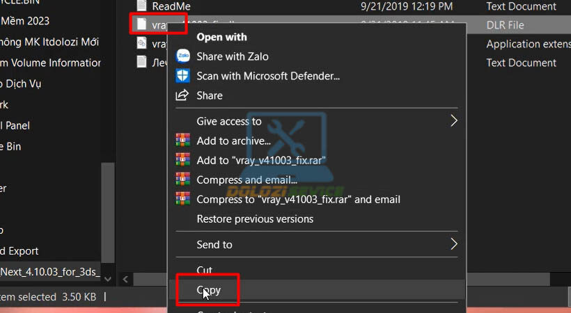Sao chép file vray.