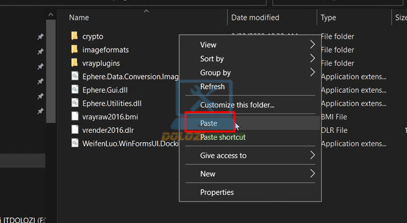 Dán file đã sao chép.