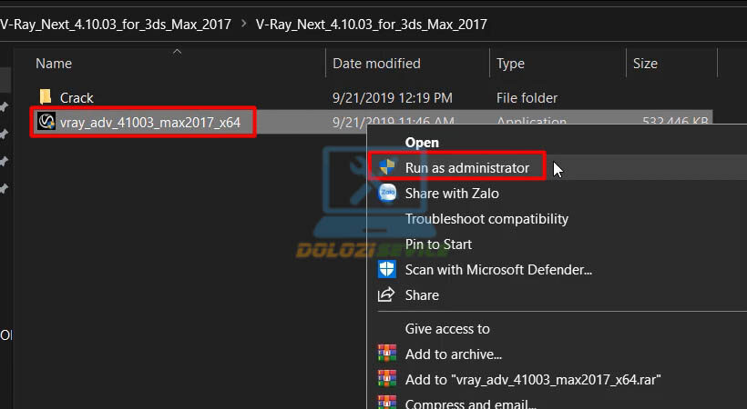 Chạy file setup bằng quyền Admin