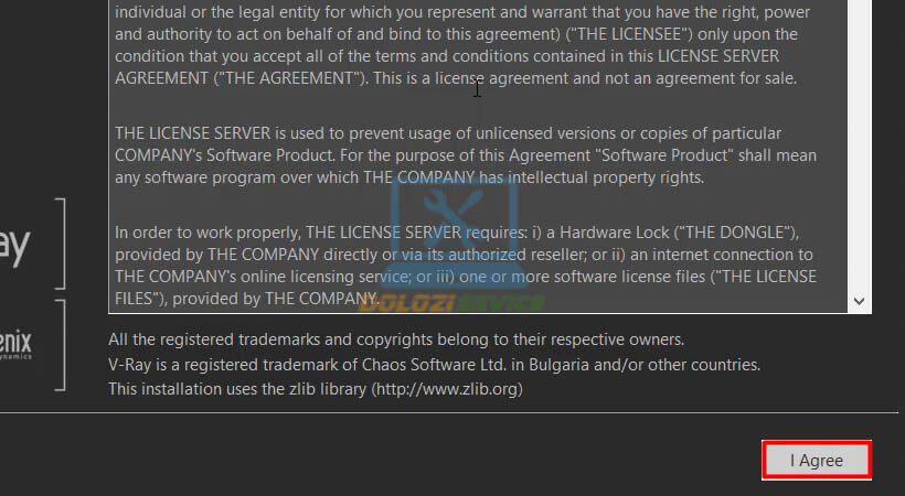 Nhấn I Agree kích hoạt Vray