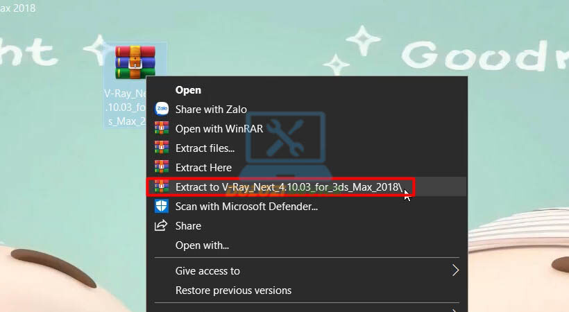 Giải nén phần mềm Vray for 3ds max 2018