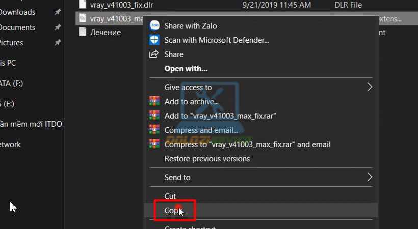 Tiếp tục sao chép tệp Vray