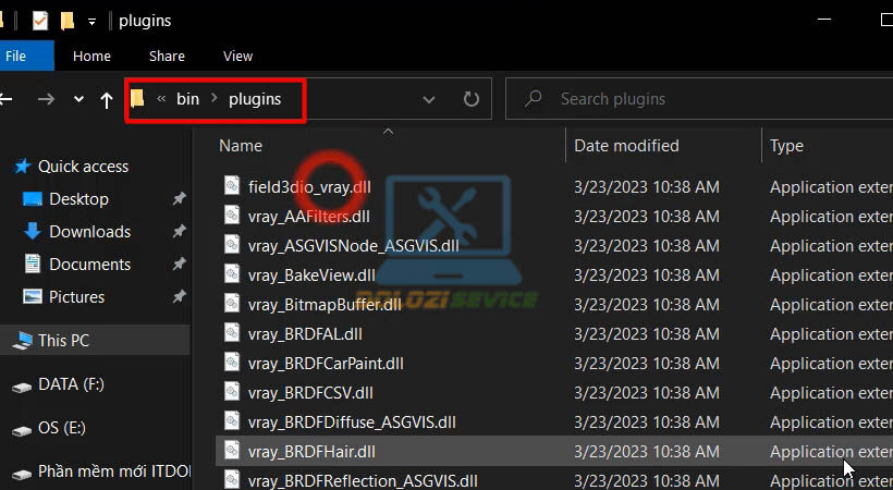 Mở vị trí file Vray