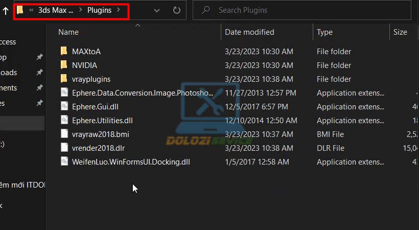 Điều hướng đến thư mục Vray