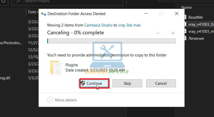 Nhấn Continue Vray
