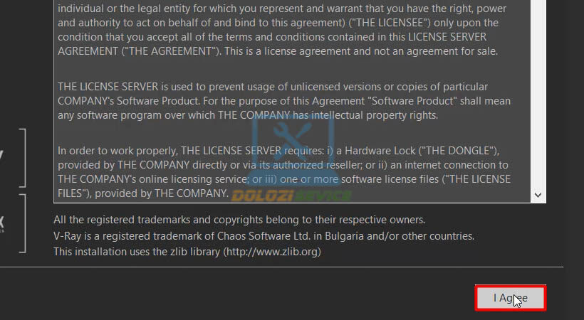 Hướng dẫn cài đặt Vray for 3ds Max 2020 và tải phần mềm miễn phí 9 Chọn I Agree Vray for 3ds max 2020